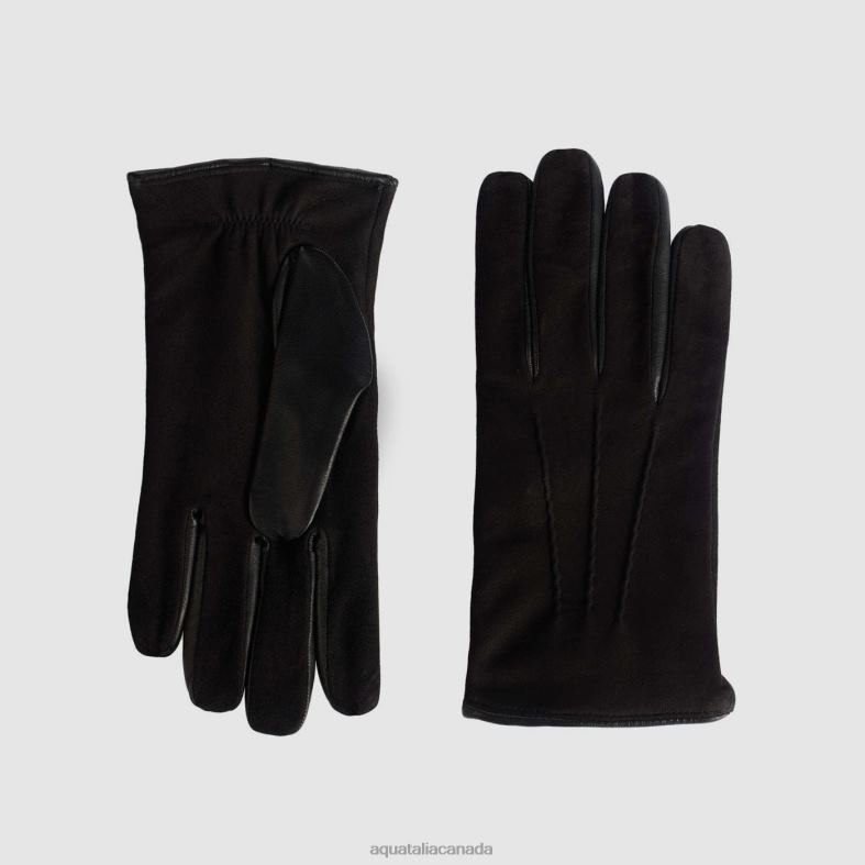 Men Accessories Aquatalia BLACK CLASSIC TRIM GLOVE V0NJJ391
