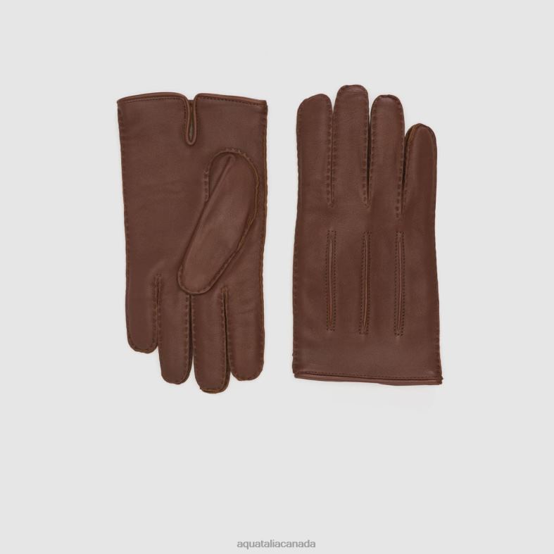 Men Accessories Aquatalia COGNAC LEATHER GLOVE V0NJJ399